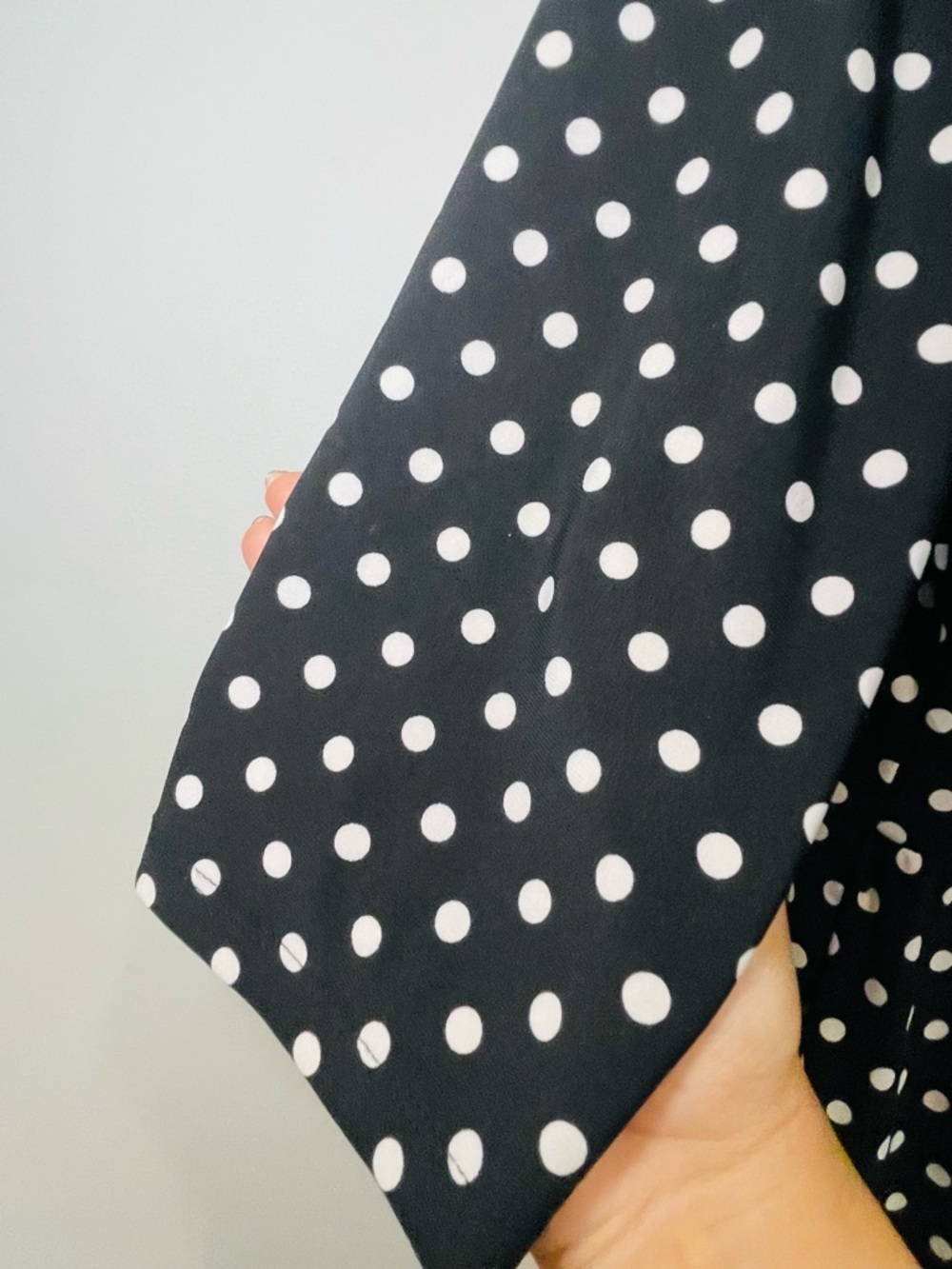 Chaps Black and White Polka Dot Ruffle Wrap-Style Dress - Picture 5 of 6